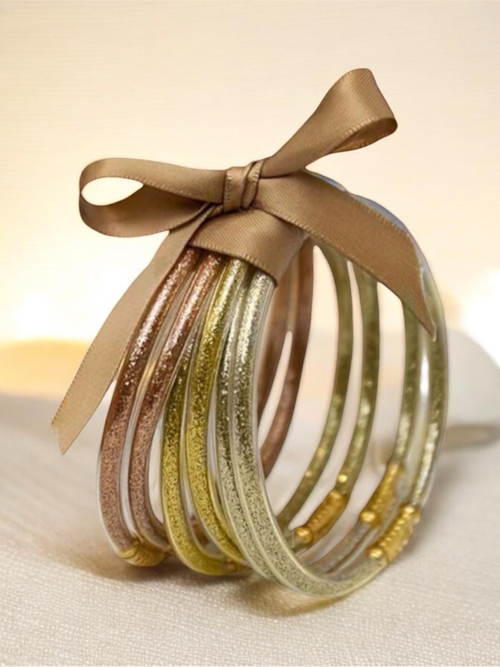 Tri-Tone Stackable Jelly Bangles - Women Jewelry Bracelet (6pk)
